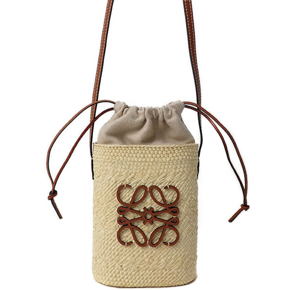 Loewe Square Pocket Bag Iraca Palm Calfskin Tan
